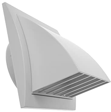 4'' Inch / 100 mm Exhaust Hood Vent with Rain Cover and Flap, White, Indoor and Outdoor Air Vent Cover, HVAC Exhaust Vent Duct Cover, 6'' x 6'' Inch Exhaust Cap