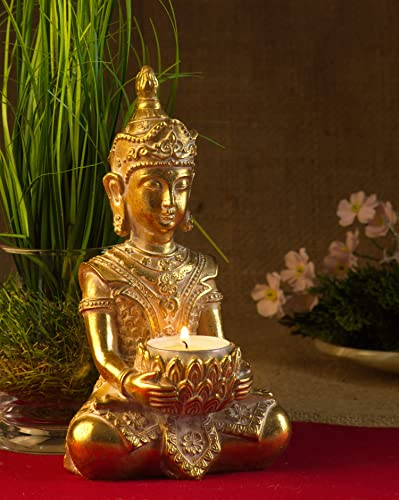Kleiner Thai Buddha Budda Teelicht Halter Figur Statue Feng Shui 19 cm sitzend