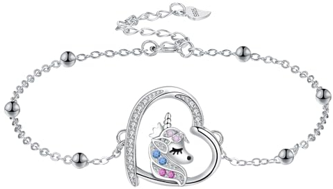 Arrebol Einhorn Armband Damen Silber 925 Armbänder Original Schmuck für Tochter Enkelin, Verstellbarer [16+4cm]