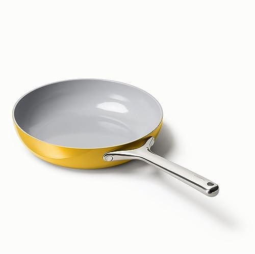 Caraway Nonstick Ceramic Frying Pan (2.7 qt, 10.5) - Non Toxic, PTFE & PFOA Free - Oven Safe & Compatible with All Stovetops (Gas, Electric & Induction) - Marigold