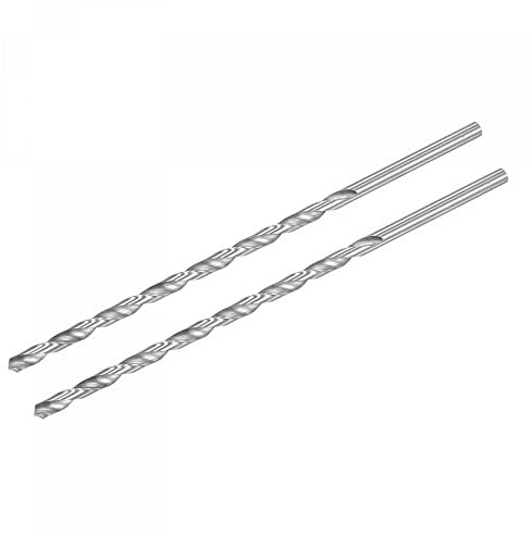 sourcing map HSS(High Speed Steel) Extra Long Twist Drill Bits, 7.5mm Drill Diameter 250mm Length for Hardened Metal Woodwork Plastic Aluminum Alloy 2 Pcs