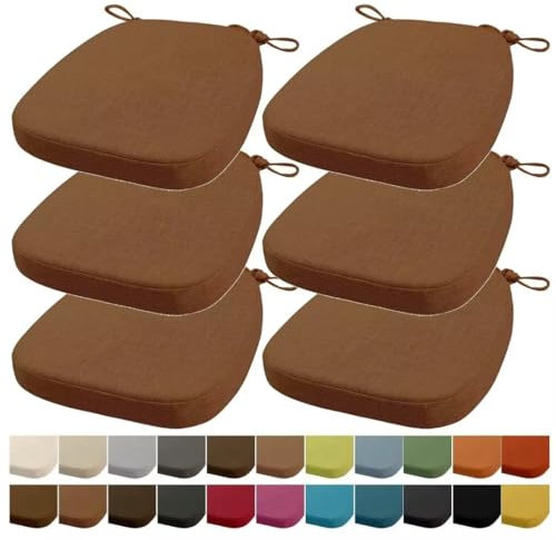 Orumrud 40x38x33CM(3CM Dicke) Stuhlkissen, Gartenstuhl Sitzkissen, Esszimmerstuhl Sitzkissen, waschbar, mit Reißverschluss, Riemen, rutschfestes Sitzkissen für Gartenstuhl (Kaffee 6 Stück)