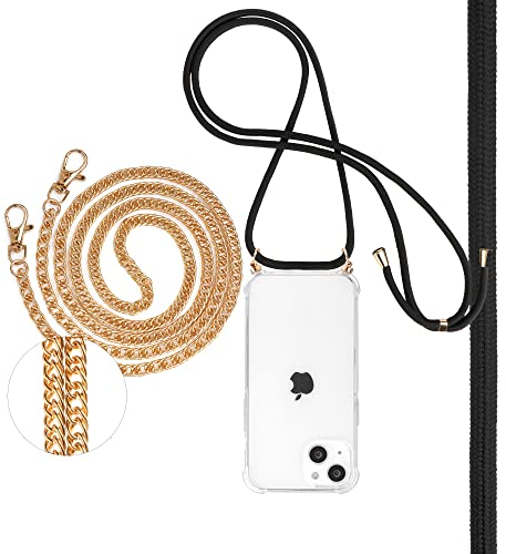 Pnakqil Handykette Kompatibel mit Apple iPhone 11 6,1 Hülle mit Band, 2 Stück Necklace Handy Kette Kordel zum Umhängen Schutzhülle, Trasparente TPU Bumper Stoßfest Smartphone Case, Lanyard 2