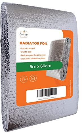 Film réfléchissant pour radiateur - 5 m x 60 cm - Épaisseur : 3,6 mm - Avec 10 coussinets autocollants - Rouleau d'isolation pour économiser de l'énergie et de l'argent - Feuille pour radiateur