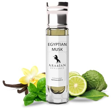 Arabian Opulence FR104 EGYPTIAN MUSK Roll-on Parfümöl | konzentriertes Duft-Körperöl | langanhaltendes Parfüm auf Ölbasis für Unisex | Flasche in Reisegröße alkoholfrei (6 ml)