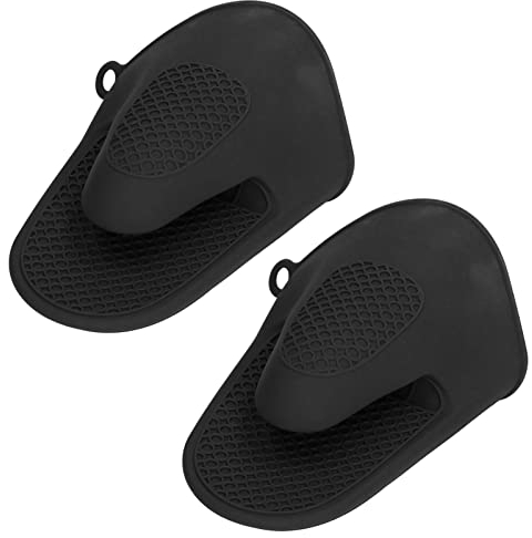 Manoplas para Horno, Manoplas para Cocinar, Manoplas para Horno de Silicona, 2 uds. (Negro)