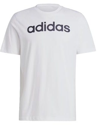 Adidas Herren Essentials Single Jersey Linear Embroidered Logo Tee, White/Black, XS