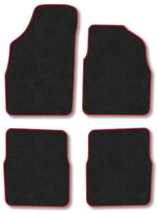 Fiat Panda (2004-2012) Carpet Car Mats | Red Edge Trim Tailored Fit Floor Mats Full Coverage Protection Accessories Easy Clean Anti Slip Made in the UK