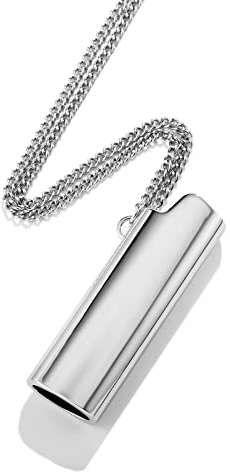 ICEDIAMOND Dazzling Lighter Case Cover Anhänger mit Hip Hop Kettenhalskette, hochglanzpolierte Metallhüllen für BIC Feuerzeug Typ J3 (Sliver)