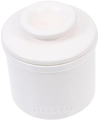 KICHOUSE 1pc Butter Jar Butter Container for Fridge Cheese Container for Fridge Cheese Jar with Glass Butter Dish with Lid Crock Storage Jar French Porcelain White Dome Ceramics Snack Bowl