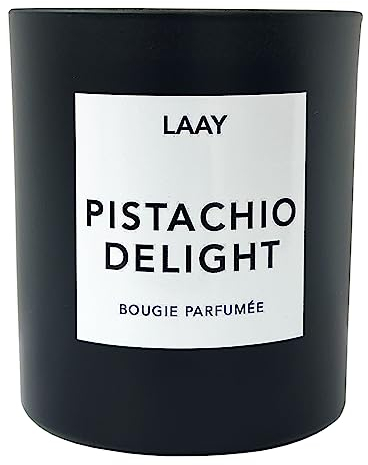 LAAY Duftkerze im Glas (250gr),Pistachio Delight, Duft: Pistazie, natürliche Kerze aus Sojawachs, vegane, handgemachte Kerze