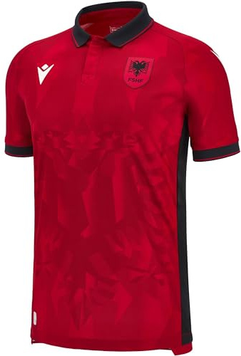 Macron Albanien FSHF Trikot Nationalmannschaft Home 2023/24 Kindergröße (DE/NL/SE/PL, Numerisch, 128, Regular, Rot)