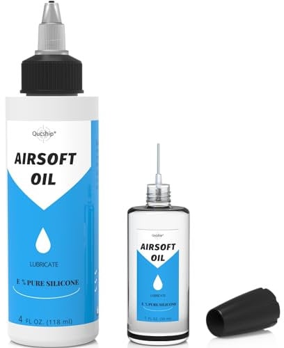 Airsoft Oil 4 oz & 1 oz Needle Oiler 100% Silicone Air Gun Oil, Multi-Purpose Airsoft Chamber Lube, All Purpose Silicone Lubricant Oil for All Airgun