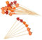 AWCIGG® 100 Stück Kürbis Ahornblatt Cocktailspieße, Hölzerne Cocktail Zahnstocher, Lange Cocktail Picks, Herbst Erntedankfest Partyspieße Cocktail Sticks für Essen & Trinken Dekoration