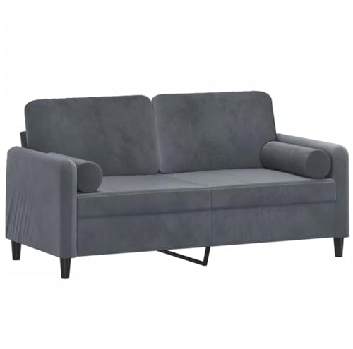 vidaXL Sofa 2 Sitzer, Couch mit Zierkissen, Liegesofa für Wohnzimmer, Polstersofa Sessel Relaxsofa Loungesofa Relaxcouch, Dunkelgrau Samt