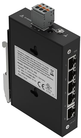 WAGO Industrial-ECO-Switch 852-1111/000-001 | mit 5 ETHERNET‐Ports 10/100/1000 MBit/s Autonegotiation und Diagnose‐LEDs auf der Vorderseite, unterstützt bis zu 8000 absolute MAC‐Adressen