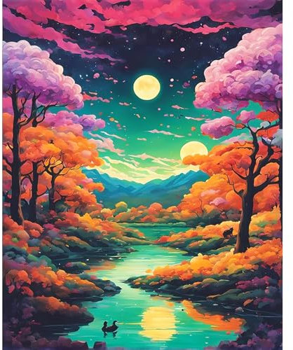 YALKIN Malen Nach Zahlen Erwachsene, Paint by Numbers Malen Nach Zahlen, DIY Landschaft mit Pinseln und Acrylfarben Handgemalt Ölgemälde Leinwand für Home Décor, Ohne Rahmen (40x50cm)