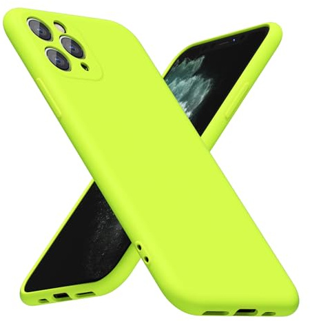 LoeoeL for iPhone 11 Pro Max Phone Case Silicone, Fluorescent Neon Lime Green Bright Color Matte TPU, Minimalist Ultra Thin Slim Soft Rubber Gel Girly Cute Case for Women Men, Camera Cover Protection