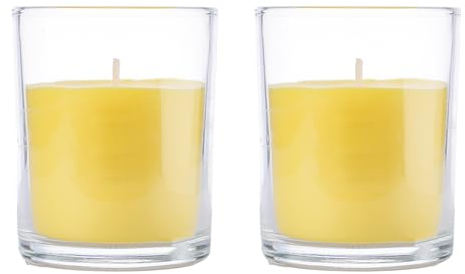 2 Stück Duftkerzen Citronella im Glas 8.5x7cm, Gelb Duftkerzen Pflanzliches Wachs, 28 Stunden Verbrennung