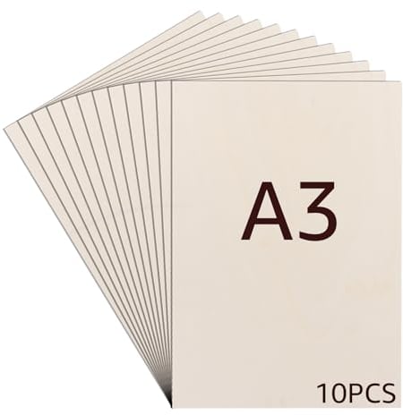LDXDRU 10 hojas de madera contrachapada A3 de 4 mm, madera contrachapada de abedul, corte fino de madera contrachapada, placas de madera para manualidades, corte de madera, 420 x 300 mm
