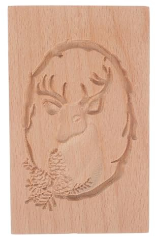 IMIKEYA Holz Plätzchen Form Geschnitztes Rentier Plätzchen Forme Zum Backen Holz Ausstechform Keks Forme Für Kekse Brot Kuchen