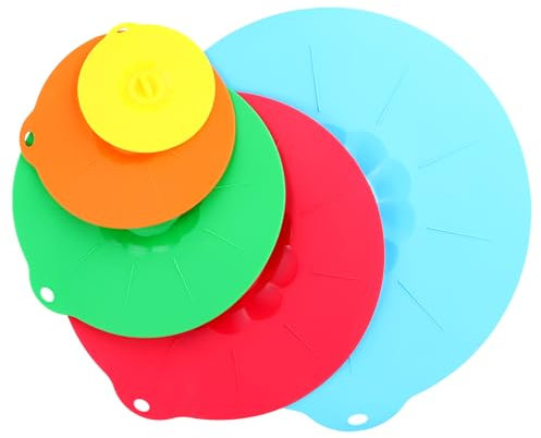 QWORK Silicone Suction Lids Set of 5, Silicone Bowl Covers, Reusable Dustproof Covers, Five Different Sizes