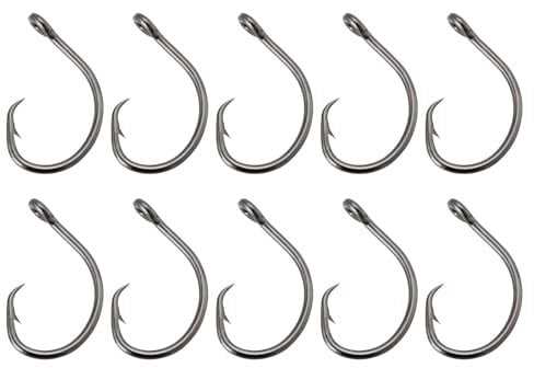 ECSiNG 10Pcs Fishing Hooks 10/0 Circle Hooks Saltwater Fishing Hooks Big Game Hook for Tuna Halibut Bass Cod Black Nickle Coating