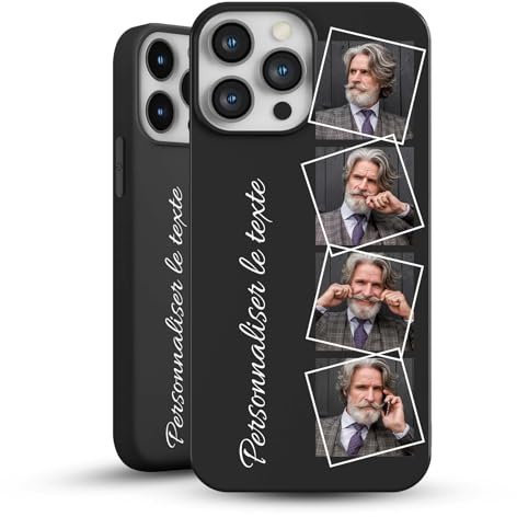 LQGBFCLK Personalisierte Handyhülle für iPhone 15–Mit eigenem Foto, Bild oder Text–Selbst gestalten–Individuelle Hülle Familie & Freunde–Schwarz