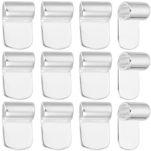 Beebeecraft 1 Box 20Pcs Glue on Flat Pad Charms Brass Wide Silver Rectangle Pad Pendant Charm for DIY Necklace Bracelet Jewelry Making
