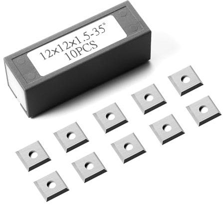 Genmitsu 10pcs Square Shape Tungsten Carbide Cutters Inserts Set, Spoilboard Surfacing Router Bit Replacement Cutter Accessories, 12x12x1.5mm, 35° Cutting Angle