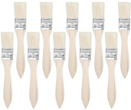 Thinp 10 Pack 1 Inch Paint Brush,Paint Brush Set Disposable Paint Brushes Small Paint Brush Chip Paint Brushes Flat Natural Bristle Wooden Handle Paintbrush for Home DIY Woodwork Wall Edging Corner