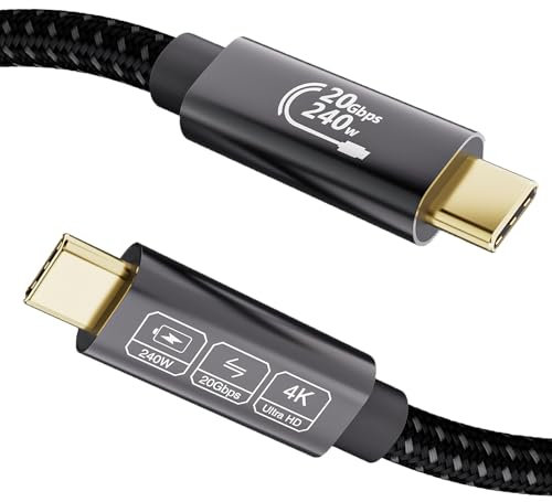 EUDOBEL Cable USB C a USB C 1m,USB C 3.2 Gen2 4K@144Hz 5K@60Hz,Datos 20Gbps Cable USB C 240W 48V/5A para Thunderbolt 4/3,iPhone16,iPhone15,Switch,MacBook,USB C Monitor,SSD,VR
