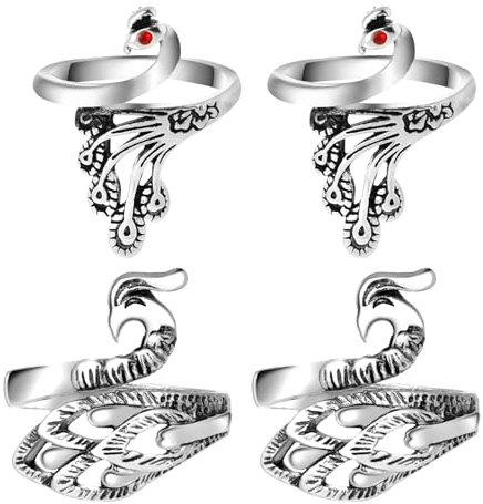 4 Stück Häkel Ring, Fadenring Stricken Verstellbarer Häkelring Finger zum Häkeln Silber Häkelringe Häkeln Zubehör Crochet Strickfingerhut Häkelzubehör für Häkelmutter Geschenke Häkelliebhaber