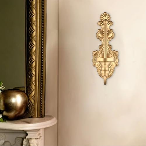 Vintage Wandkerzenhalter, hängende Wandkerzenständer, Wandmontage, Stumpenkerzenhalter, Dekoration für Wohnzimmer (Gold)