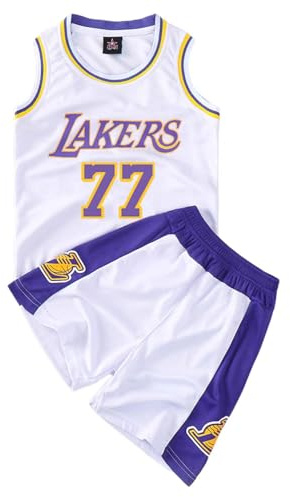 CLZWFZ 77#Basketball Trikot Kit Kinder Fans Trikot Jungen Sportbekleidung Ärmellose Basketballweste Tops und Shorts Sport Set Sommer Trainingsanzug Geschenke für Jungen Grils,Weiß,XL