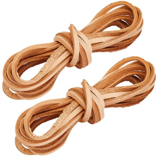 GORGECRAFT 4 m di Lacci per Stivali in Pelle di Vacchetta 3mm Marrone Chiaro in Vera Pelle Pieno Fiore Naturale Piatti per Gioielli Intrecciati per Bracciali Collane Borse Foderi Fai da Te.