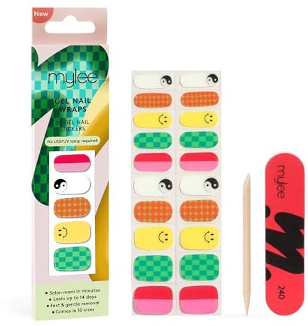 Mylee Gel-Nagelfolien [Free Spirit] – 10 vorgehärtete Gel-Aufkleber für sofortige Maniküre – Keine Lampe erforderlich, splitterfest, glänzendes Finish, hält bis zu 14 Tage, Einfach anzubringen