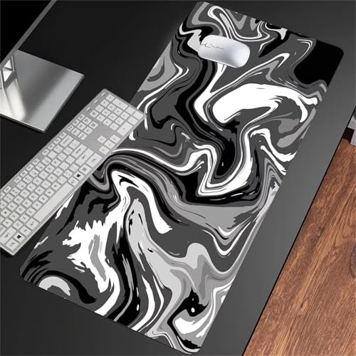 Tapis de Souris Gaming XXL 700x300x3mm Tapis de Souris Gamer Extra Large en Tissu avec Base antidérapante Améliore la Précision et la Vitesse pour Gamer, Ordinateur, PC (Strata Liquide Noir)