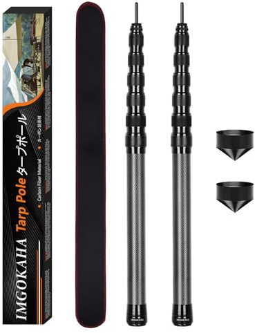 imgokaha Kohlefaser Zeltstange 2er-Set, Teleskopstange für Zelte Tarp, Kohlefaser Zeltstange Verstellbares 59-270cm - Tarpstangen für Tarps und Sonnensegel