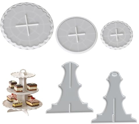 Silikonform mit 3 Etagen für Harzguss, Epoxidharz, Kuchenständer, Obst, Dessert, Tablett, Schmuckherstellungswerkzeug