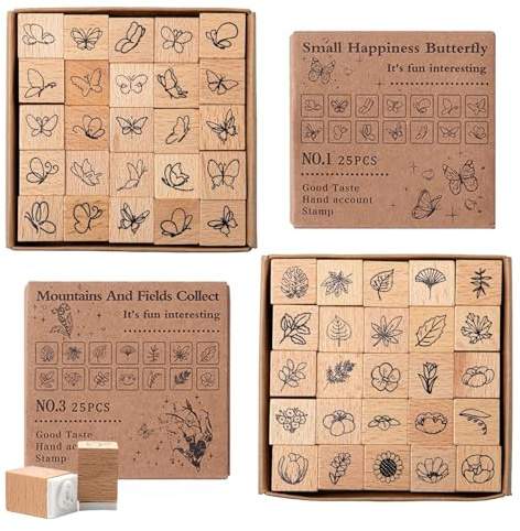 SZSMW 50 Stempelset - Holzstempel - Stempel Set - Perfekt FüR Fotoalben, Sammelalben, Briefe, TagebüCher, Karten, Etiketten Und Ist Ein Ausgezeichnetes Geschenk FüR Handwerksliebhaber