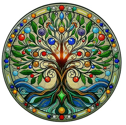 Tree of Life Static Cling Window Stickers for Glass, Decorative Film | Reusable stained glass window stickers with an elegant Tree of Life design, easy to apply and remove from smooth glass.