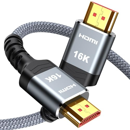 Highwings 16K 4K 480Hz hdmi 2.2 kabel 2M, 96gbps Ultra High Speed | 16K 12K 120Hz 8K 240Hz Braided Cord, eARC HDR10+ HDCP2.3&2.3, Anti-Flicker Anti-Freezing for Gameing, Movies & Soundbars