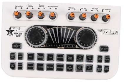 X3 Funk Live Soundkarte Digitaler Dj Musikmixer Weiß | Metall und Kunststoff, Mobile Integration, Digitale Effekte und Presets, für Studio und Karaoke