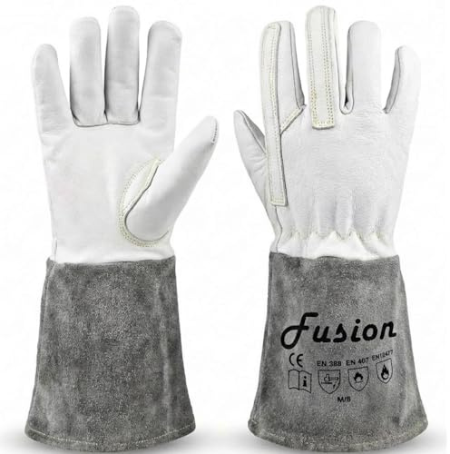 Gants de soudure Fusion – Cuir épais anti-chaleur, protection professionnelle pour soudeurs MIG/TIG, découpe et forge. (L/09)