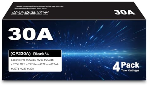 30A Tonerkassette kompatibel für HP 30A 30X CF230A CF230X LaserJet Pro MFP M203dw M227fdw M227fdn M203dn M227sdn M203d M228 Drucker - Mit Chip - (4 Schwarz)