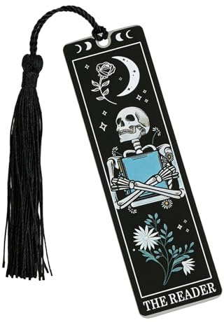 Book Marks Women,Gothic Metal Bookmark Book Accessories for Reading Lovers | Funny Books Marks for Men,Horror Skeleton Painting Gifts for Halloween Christmas Birthday Tarot Lover Novelty Fantasy Decor