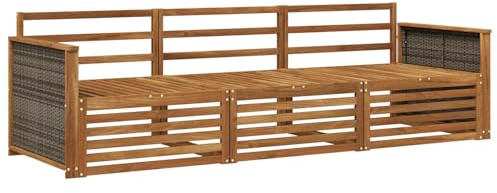 vidaXL Outdoor-Sofagarnitur 3 pcs Natur Massivholz Akazie, Outdoor Lounge, Moderne Ecksofa, Gartenmöbel, Terrassen-Sitze, Komfortables Set für Wohnräume