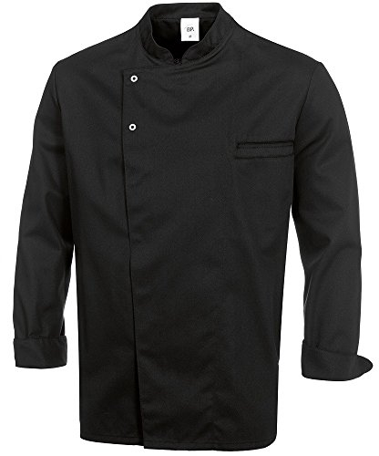 BP Gourmet 1547-400-32 Kochjacke - Langarm - 65% Polyester, 35% Baumwolle - Druckknöpfe aus Edelstahl - Normale Passform - Größe: S - Farbe: schwarz