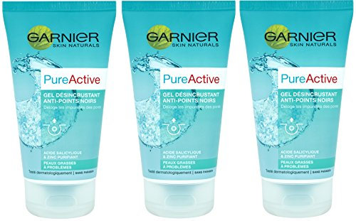 Garnier Pure Active Gel Désincrustant Anti-points Noirs 150 ml - Lot de 3